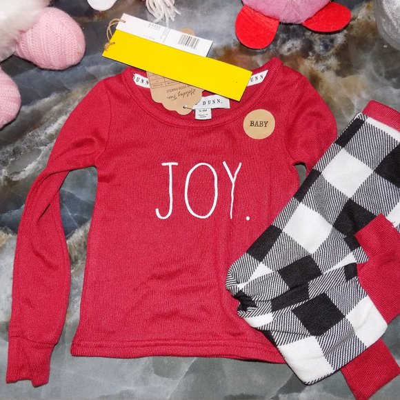 Rae Dunn Other - Rae Dunn JOY Buffalo Plaid Baby Outfit 6-9 months New